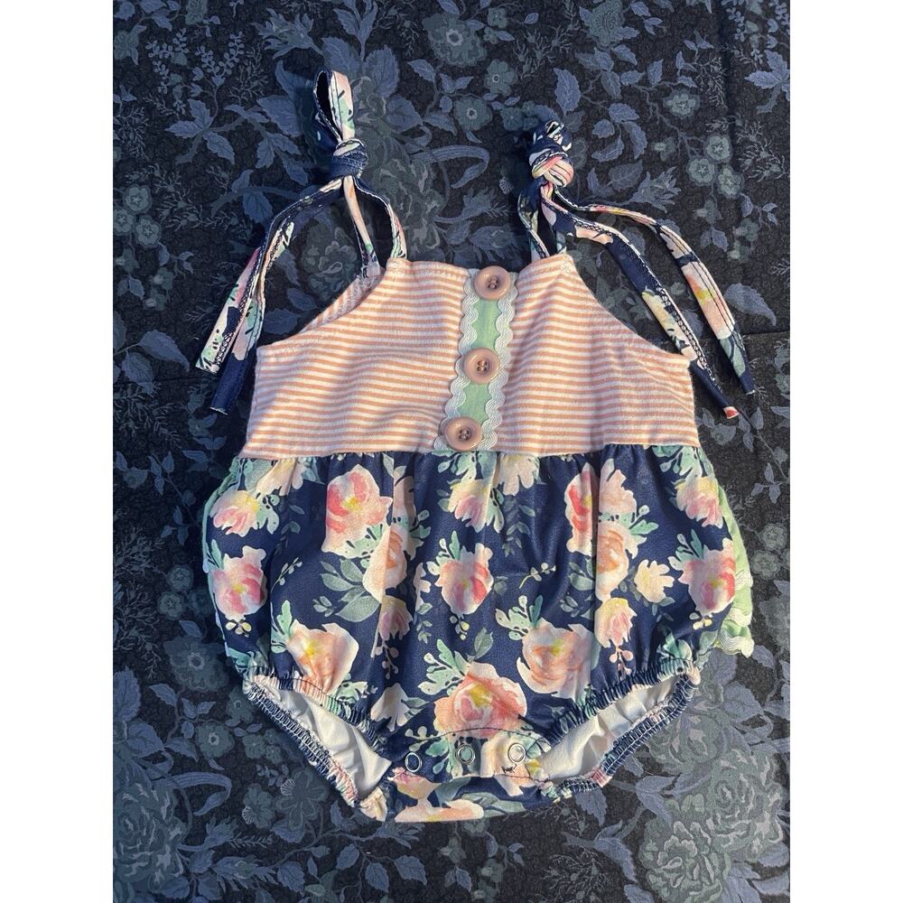 Marie Nicole Girl's Size 3-6 Months Spaghetti Strap Romper Ruffle Bottom